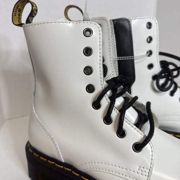 Doc Dr Martens Jadon White Smooth Leather Platform Lace Up Combat Boots 38 US 7 - Picture 3 of 11